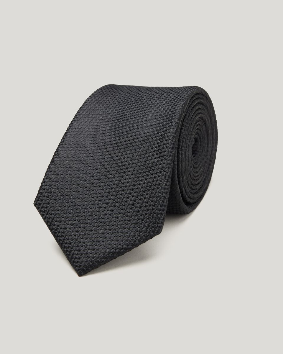 Silk Textured Two-tone Tie, Black, hi-res